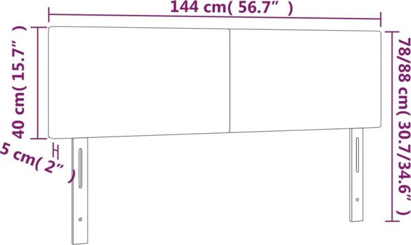 Κεφαλάρι κρεβατιού με LED, μαύρο, 144x5x78/88 cm, τεχνητό δέρμα