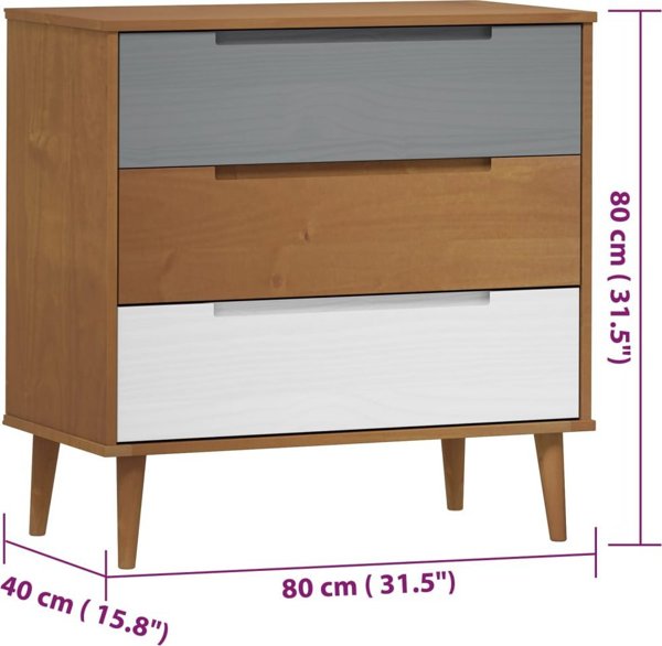 vidaXL Συρταριέρα, καφέ, 80x40x80 εκ, σκληρό ξύλο πεύκου