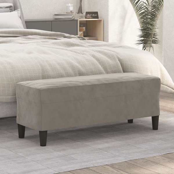 vidaXL Παγκάκι ανοιχτού γκρι, 100x35x41 cm, επενδυμένο με βελούδο