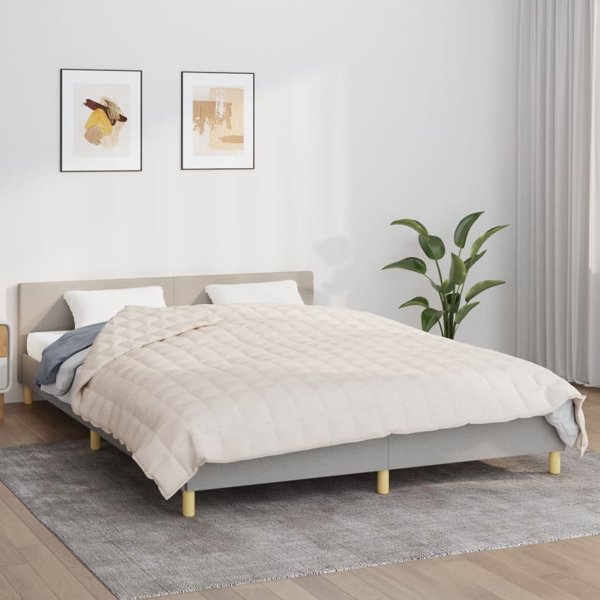 vidaXL Κουβέρτα Επίβαρου, κρεμ, 220x230 cm, 15 kg, ύφασμα