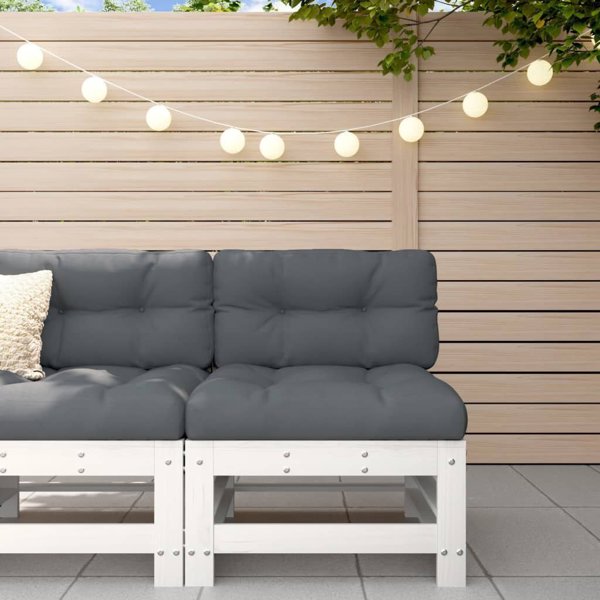 vidaXL Ogrodowa sofa srodkowa biala lite drewno sosnowe