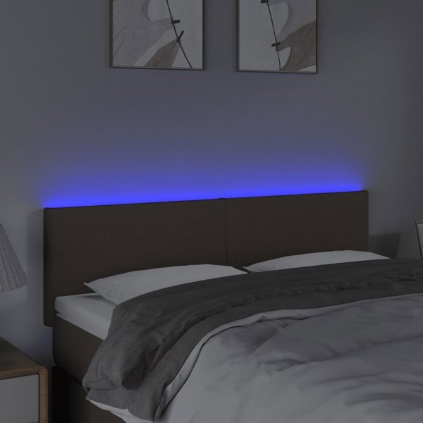 vidaXL Zaglowek do lozka z LED, taupe, 144x5x78/88 cm, tkanina
