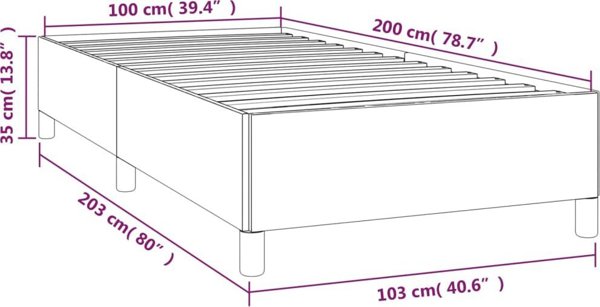 vidaXL Rama κρεβατιού, ανοιχτό γκρι, 100 x 200 εκ., επενδυμένη με ύφασμα