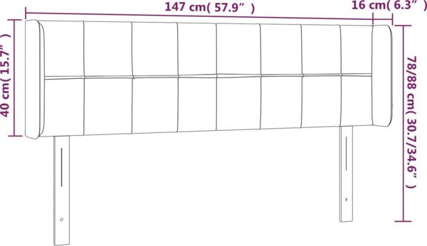 vidaXL Zaglowek do lotka me LED, ciemnoszary, 147x16x78/88 cm, aksamit