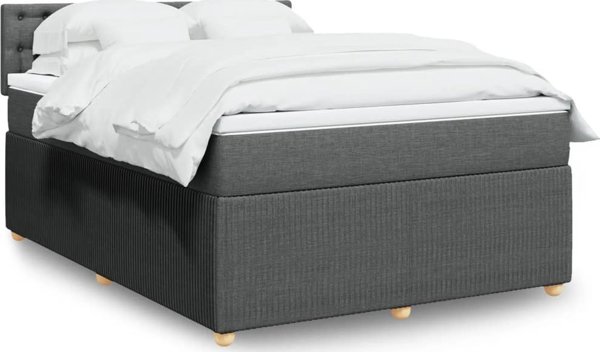 vidaXL Κρεβάτι Continental με στρώμα, σκούρο γκρι, ύφασμα, 140x190 cm