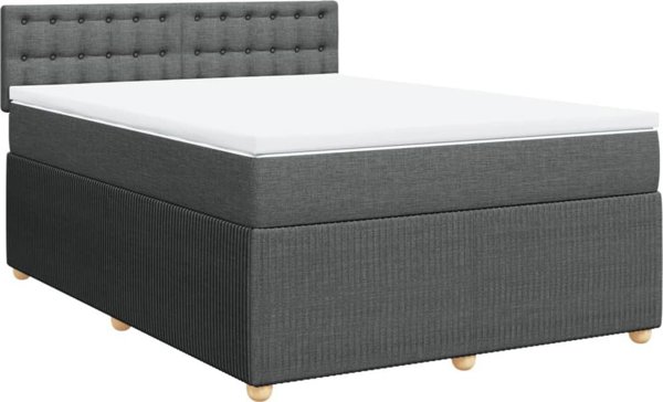 vidaXL Κρεβάτι Continental με στρώμα, σκούρο γκρι, ύφασμα, 140x190 cm