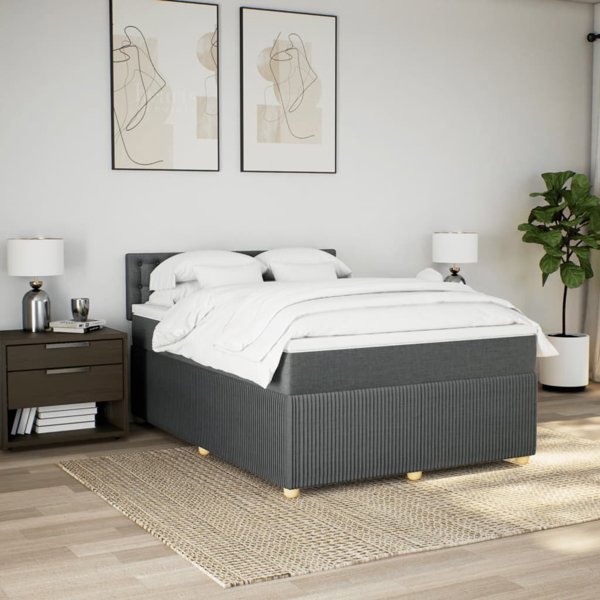 vidaXL Κρεβάτι Continental με στρώμα, σκούρο γκρι, ύφασμα, 140x190 cm