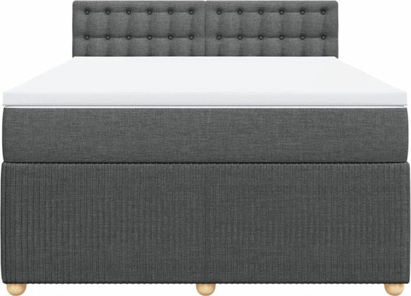 vidaXL Κρεβάτι Continental με στρώμα, σκούρο γκρι, ύφασμα, 140x190 cm