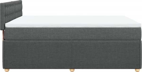 vidaXL Κρεβάτι Continental με στρώμα, σκούρο γκρι, ύφασμα, 140x190 cm
