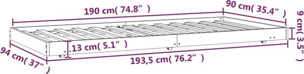vidaXL Σκελετός κρεβατιού, λευκό, 90x190 cm, από μασίφ πεύκο