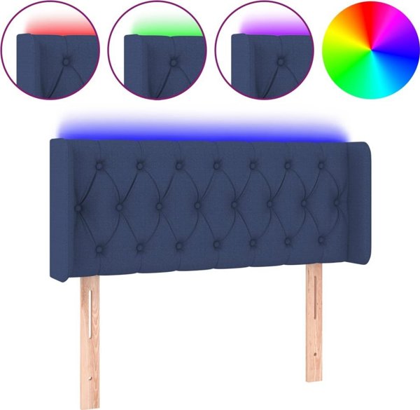vidaXL Zaglowek do lozka z LED, niebieski, 103x16x78/88 cm, tkanina