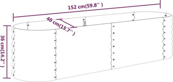 vidaXL vidaXL Donica ogrodowa, malowana proszkowo stal, 152x40x36 cm, szara