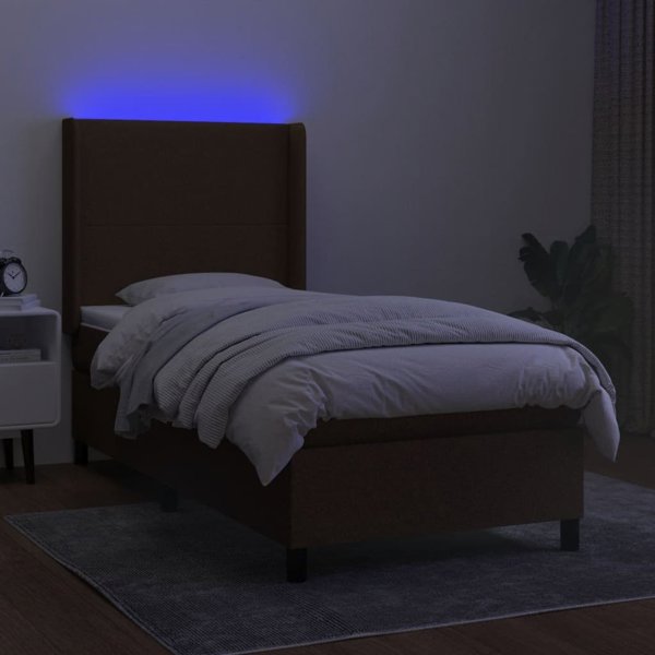 vidaXL Κρεβάτι Continental με στρώμα, καφέ, 100 x 200 cm, ύφασμα