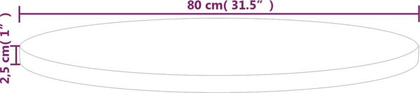 vidaXL Στρογγυλή Επιφάνεια Τραπεζιού, 80x2,5 εκ, ακατέργαστο δρυς ξύλο
