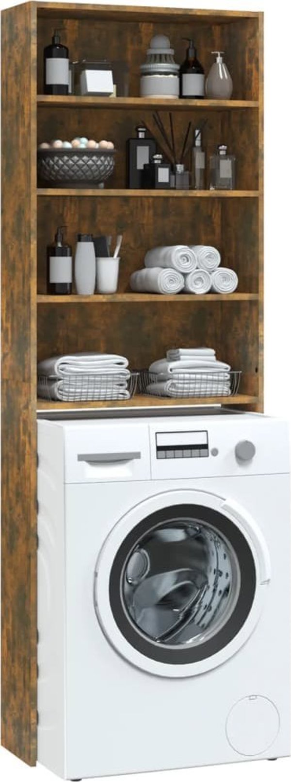 vidaXL Ντουλάπι για πλυντήριο, χρώμα καπνισμένο δρυς, 64x24x190 cm