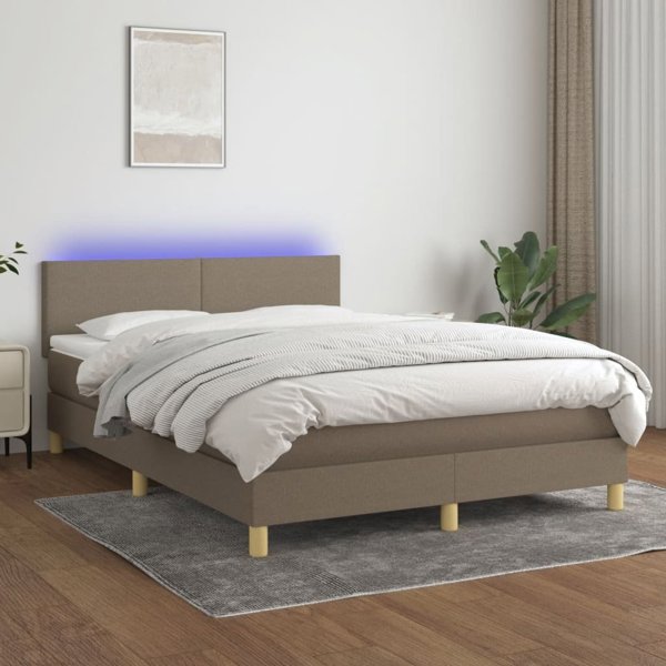 vidaXL Κρεβάτι κοντινεντάλ με στρώμα, ταουπ, 140x200 cm, ύφασμα