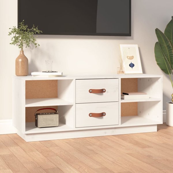 vidaXL Έπιπλο τηλεόρασης, λευκό, 100x34x40 εκ., μασίφ πεύκο