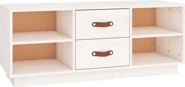 vidaXL Έπιπλο τηλεόρασης, λευκό, 100x34x40 εκ., μασίφ πεύκο
