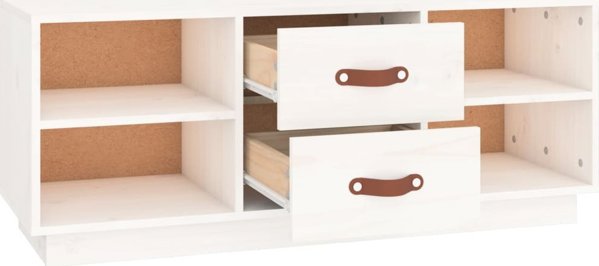 vidaXL Έπιπλο τηλεόρασης, λευκό, 100x34x40 εκ., μασίφ πεύκο