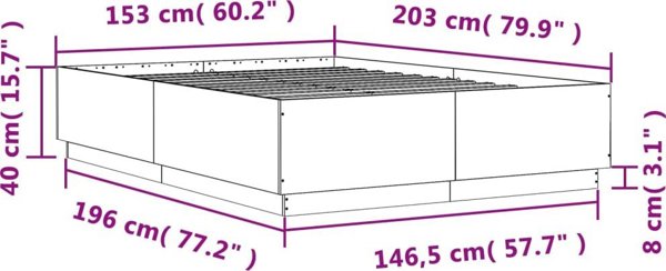 vidaXL Rama lozka, szary dab sonoma, 150x200cm material drewnopochodny