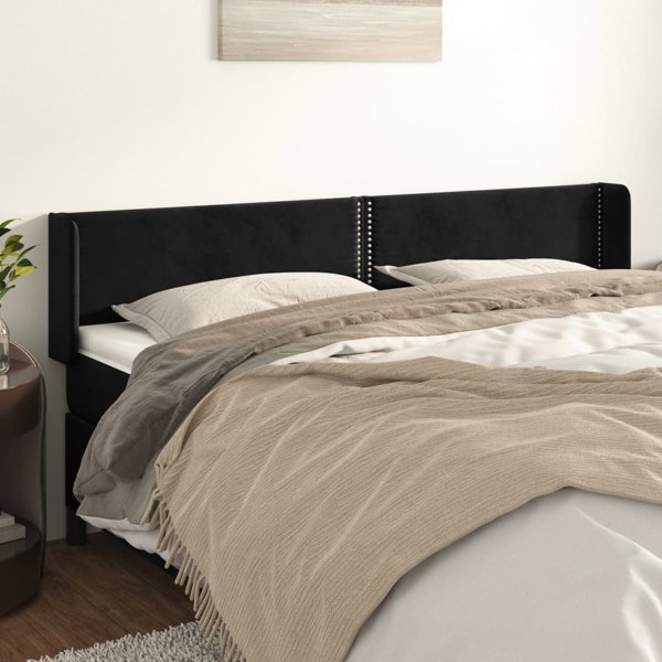 vidaXL Υποστύλωμα κεφαλαριού Uszak, μαύρο, 203x16x78/88 εκ, βελούδο