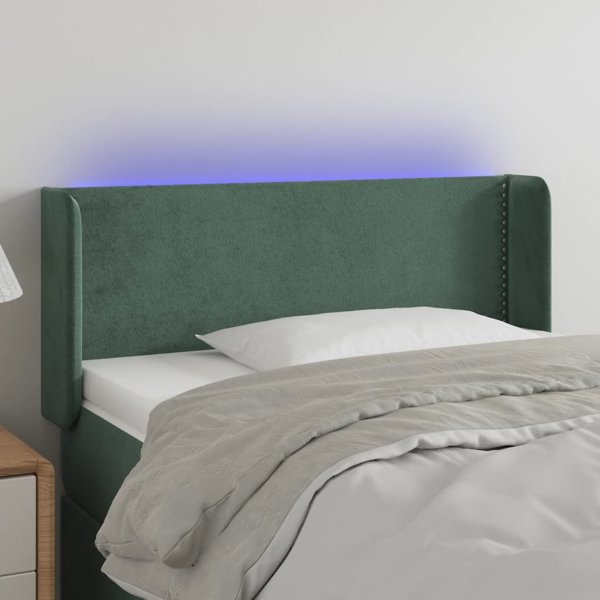 vidaXL Zagloforio ke lozko me LED, skouro prasino, 83x16x78/88 cm, aksamit