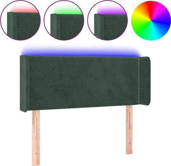 vidaXL Zagloforio ke lozko me LED, skouro prasino, 83x16x78/88 cm, aksamit