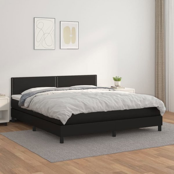 vidaXL Μαύρο κρεβάτι continental με στρώμα από οικοδερμα 180x200 cm