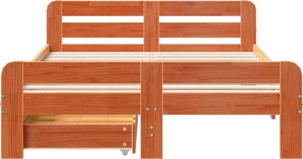 vidaXL Σκελετός κρεβατιού 135x190 cm από μασίφ πεύκο σε κεχριμπαρένιο καφέ