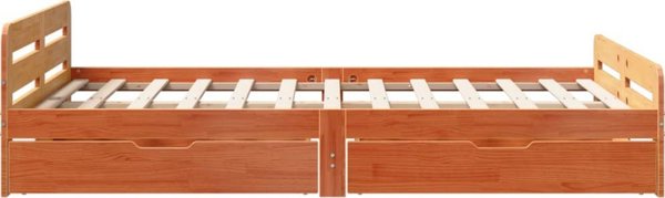 vidaXL Σκελετός κρεβατιού 135x190 cm από μασίφ πεύκο σε κεχριμπαρένιο καφέ