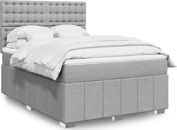 vidaXL Κρεβάτι Continental με στρώμα, ανοιχτό γκρι, ύφασμα, 160x200 cm