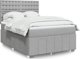 vidaXL Κρεβάτι Continental με στρώμα, ανοιχτό γκρι, ύφασμα, 160x200 cm