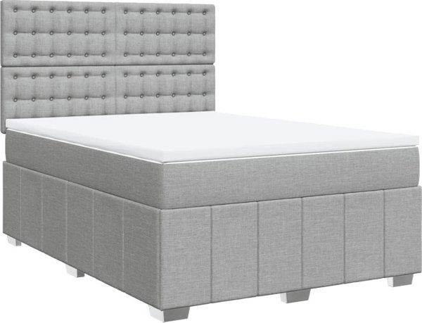 vidaXL Κρεβάτι Continental με στρώμα, ανοιχτό γκρι, ύφασμα, 160x200 cm