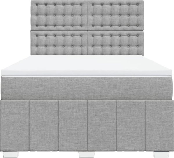 vidaXL Κρεβάτι Continental με στρώμα, ανοιχτό γκρι, ύφασμα, 160x200 cm