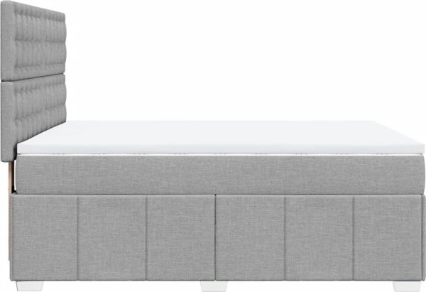 vidaXL Κρεβάτι Continental με στρώμα, ανοιχτό γκρι, ύφασμα, 160x200 cm