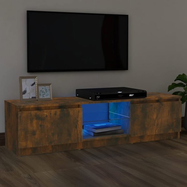 vidaXL Έπιπλο TV με LED, καπνιστή βελανιδιά, 120x30x35,5 εκ