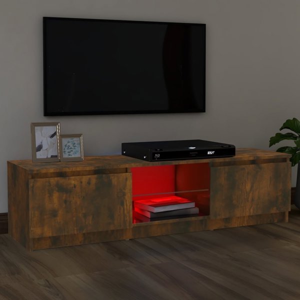 vidaXL Έπιπλο TV με LED, καπνιστή βελανιδιά, 120x30x35,5 εκ