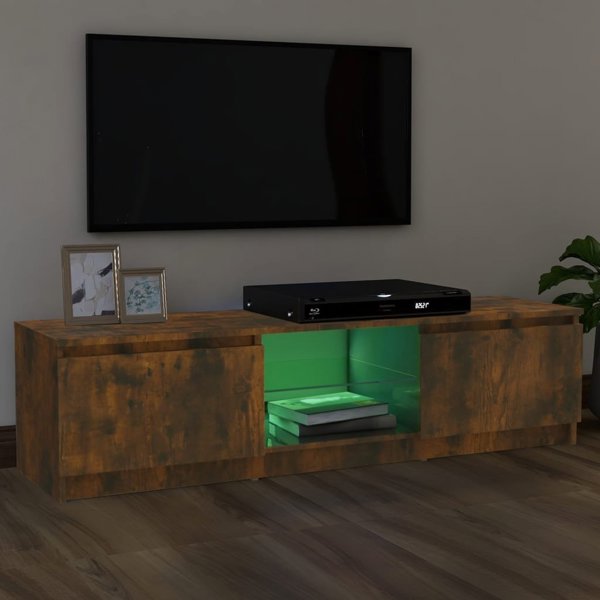 vidaXL Έπιπλο TV με LED, καπνιστή βελανιδιά, 120x30x35,5 εκ