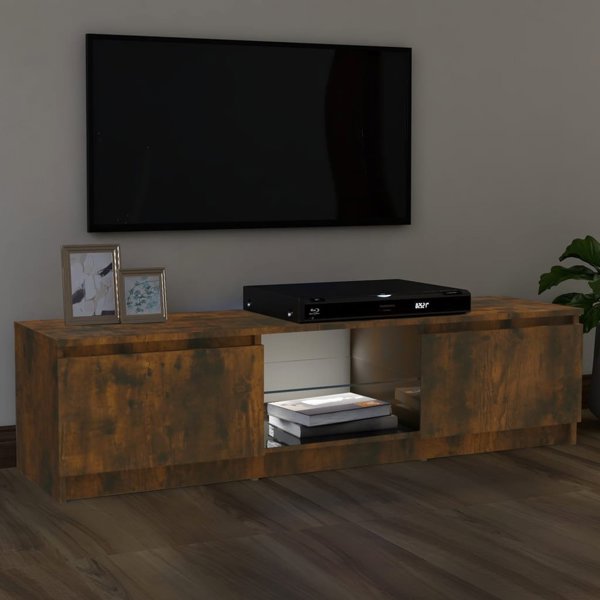 vidaXL Έπιπλο TV με LED, καπνιστή βελανιδιά, 120x30x35,5 εκ