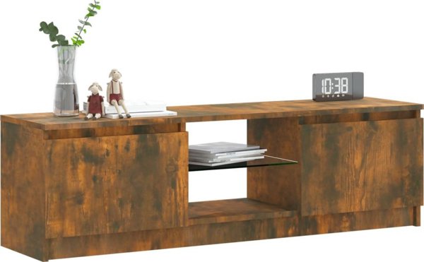 vidaXL Έπιπλο TV με LED, καπνιστή βελανιδιά, 120x30x35,5 εκ