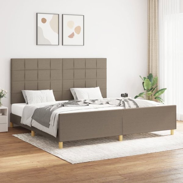 vidaXL Κρεβατοκάμαρα με κεφαλάρι, taupe, 200x200 cm, επενδεδυμένη με ύφασμα