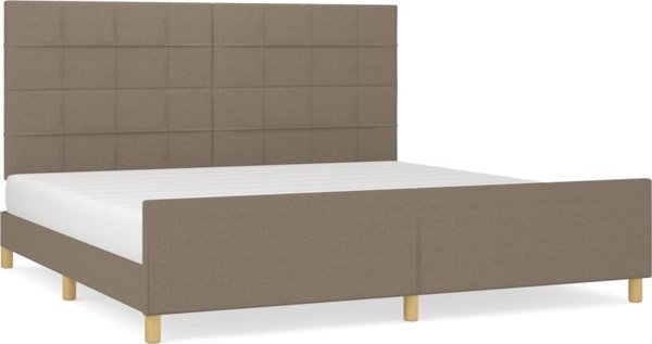 vidaXL Κρεβατοκάμαρα με κεφαλάρι, taupe, 200x200 cm, επενδεδυμένη με ύφασμα