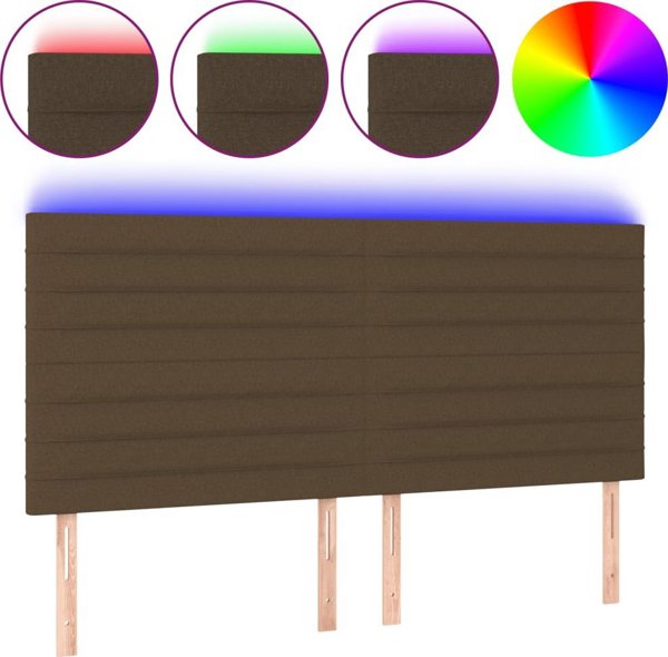 vidaXL Κεφαλάρι για κρεβάτι με LED, σκούρο καφέ, 160x5x118/128 εκ, ύφασμα