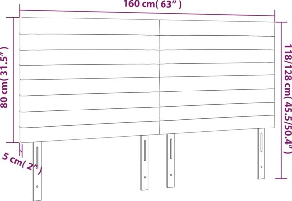 vidaXL Κεφαλάρι για κρεβάτι με LED, σκούρο καφέ, 160x5x118/128 εκ, ύφασμα