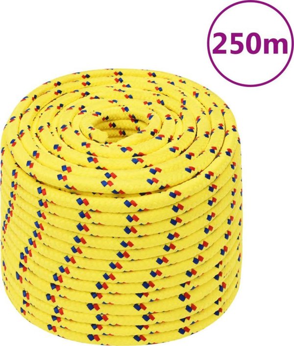 vidaXL Linka zeglarska, kitrinos, 14 mm, 250 m, polipropylen