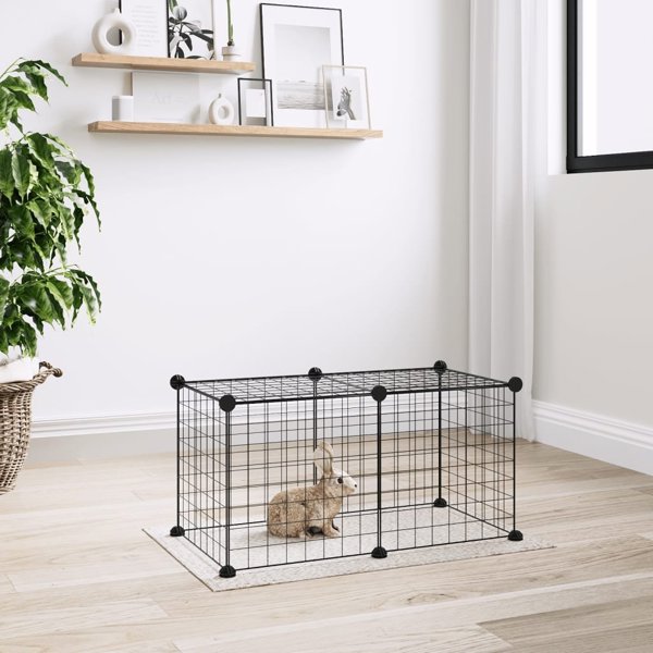 vidaXL Κλουβί για Ζώα, 8 Πάνελ, Μαύρο, 35x35 εκ, Ατσάλινο
