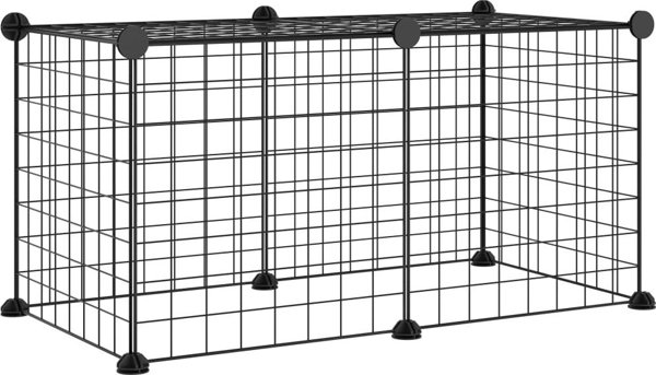 vidaXL Κλουβί για Ζώα, 8 Πάνελ, Μαύρο, 35x35 εκ, Ατσάλινο
