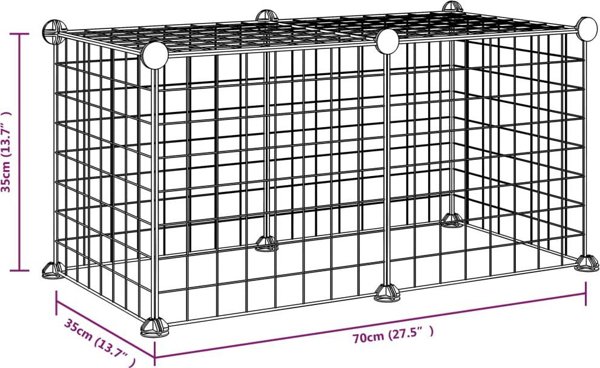 vidaXL Κλουβί για Ζώα, 8 Πάνελ, Μαύρο, 35x35 εκ, Ατσάλινο