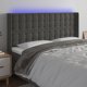 vidaXL Ζαγκλώφκι κρεβατιού με LED, σκούρο γκρι, 183x16x118/128 εκ, βελούδο