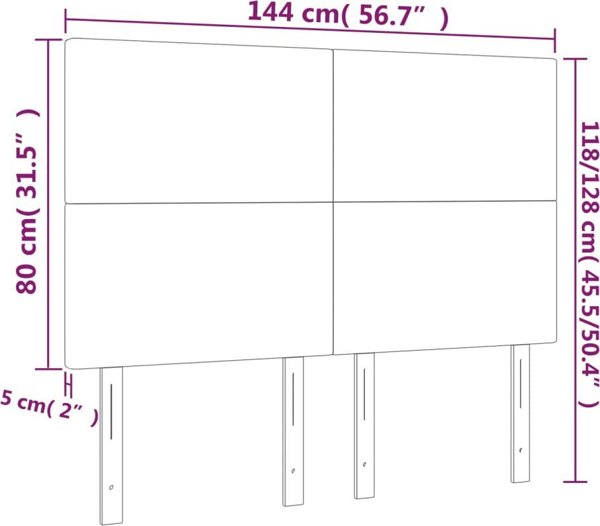 vidaXL Zagloek do lozka, bialy, 144x5x118/128 cm, sztuczna skora